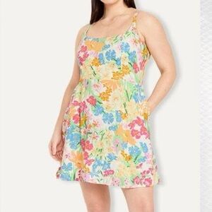 Old Navy Women's Floral Dress Women's Size Medium Linen Blend Vacation